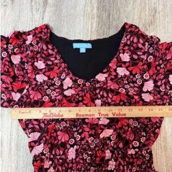 Draper James Floral Print Long Sleeve Smocked Waist dress size xs - Picture 9 of 12